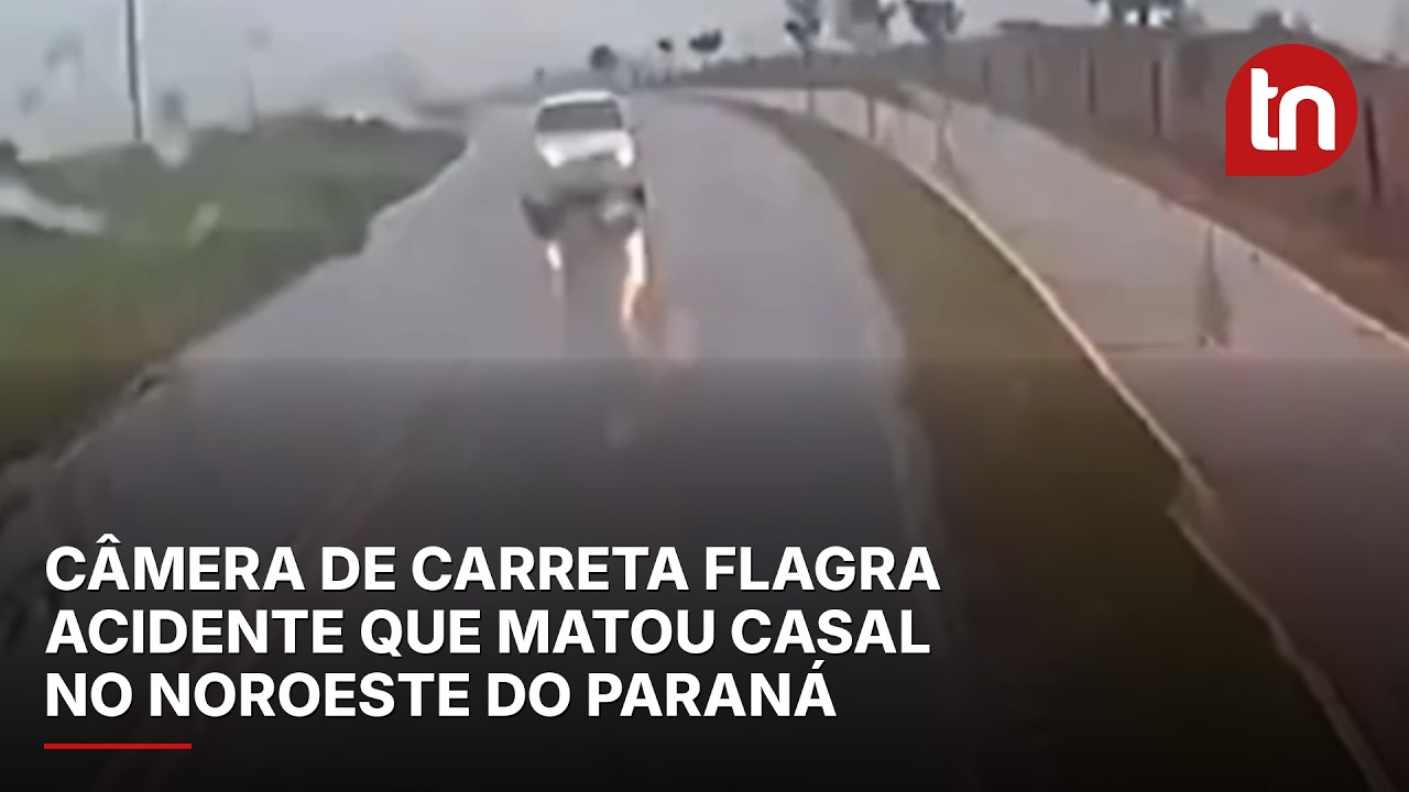 Câmera de carreta flagra acidente que matou casal no noroeste do Paraná