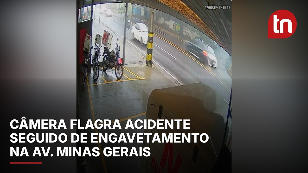 Câmera flagra acidente seguido de engavetamento na Av. Minas Gerais