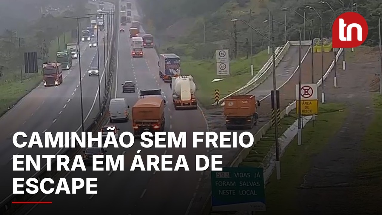 Caminhão com falha nos freios usa área de escape na BR-376 e evita acidente no PR