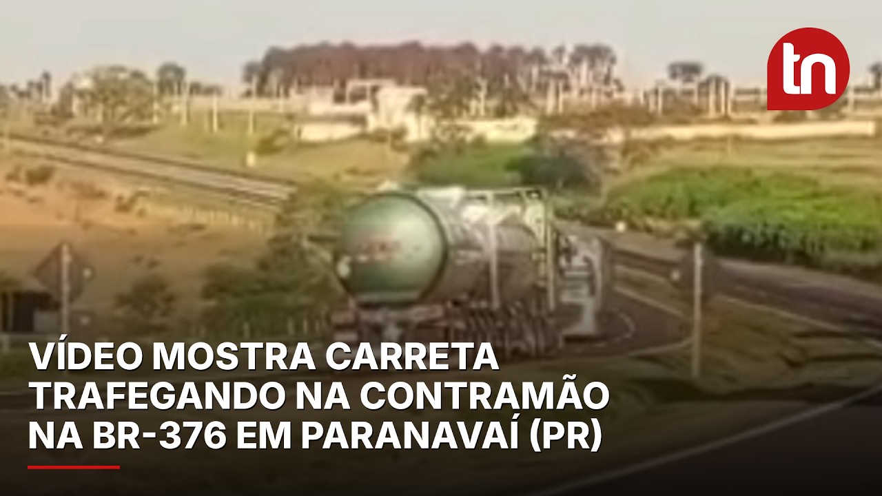 Vídeo mostra carreta trafegando na contramão na BR-376 em Paranavaí (PR)