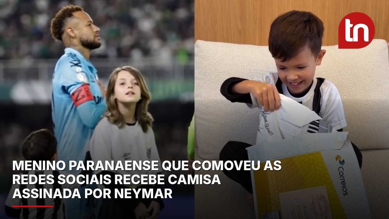 Menino paranaense que comoveu as redes sociais recebe camisa assinada por Neymar