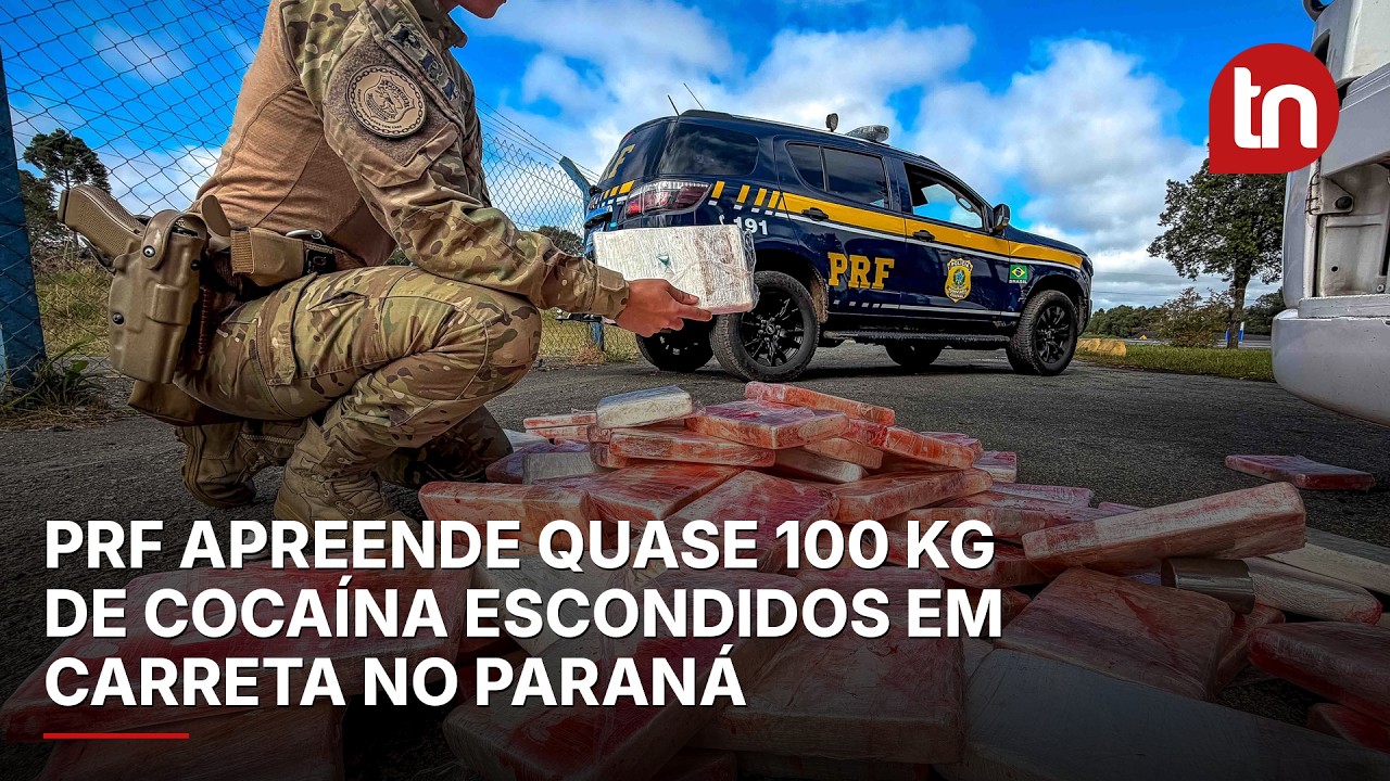 PRF apreende quase 100 kg de cocaína escondidos em carreta no Paraná
