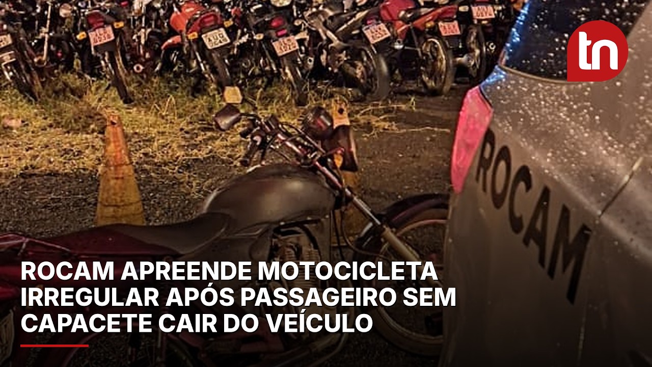 Rocam apreende motocicleta irregular após passageiro sem capacete cair do veículo