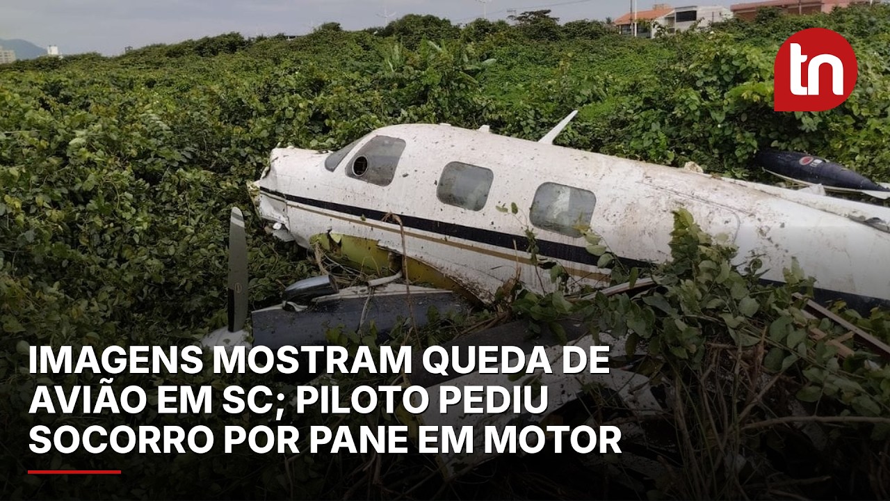 Imagens mostram queda de avião em SC; piloto pediu socorro por pane em motor