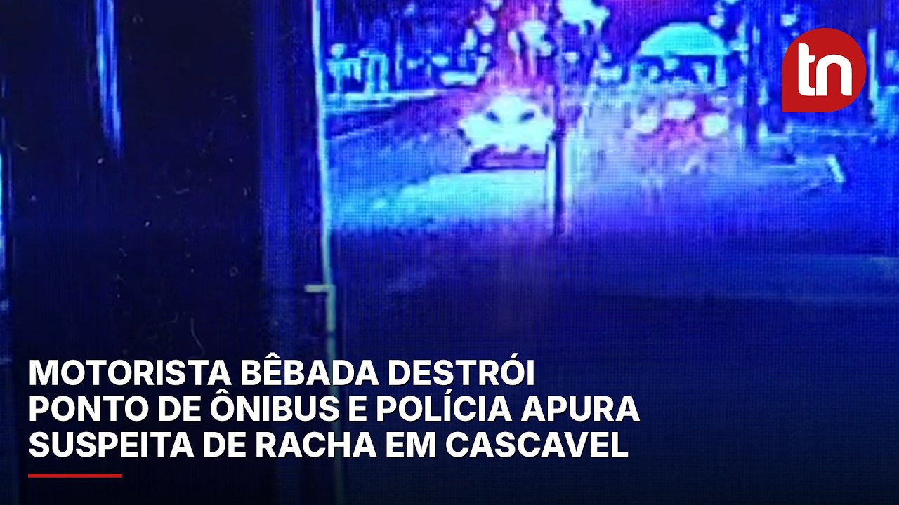 Motorista bêbada destrói ponto de ônibus e polícia apura suspeita de racha em Cascavel