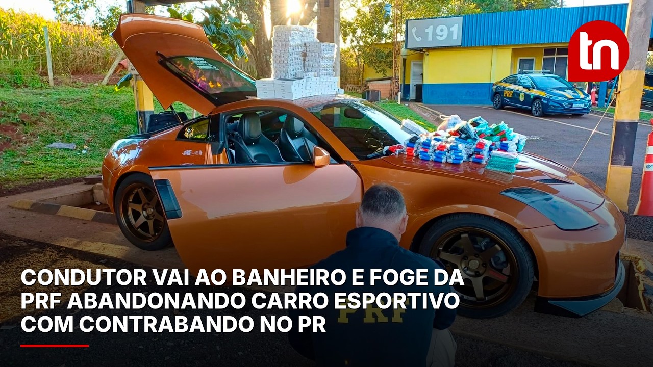 Motorista pede para usar banheiro da PRF e foge deixando carro esportivo com contrabando no PR