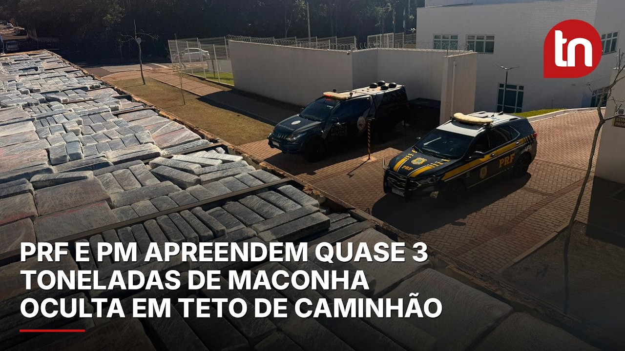 PRF e PM apreendem quase 3 toneladas de maconha oculta em teto de caminhão