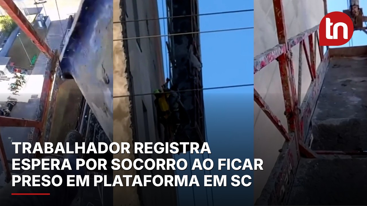 Trabalhador registra espera por socorro ao ficar preso em plataforma em SC