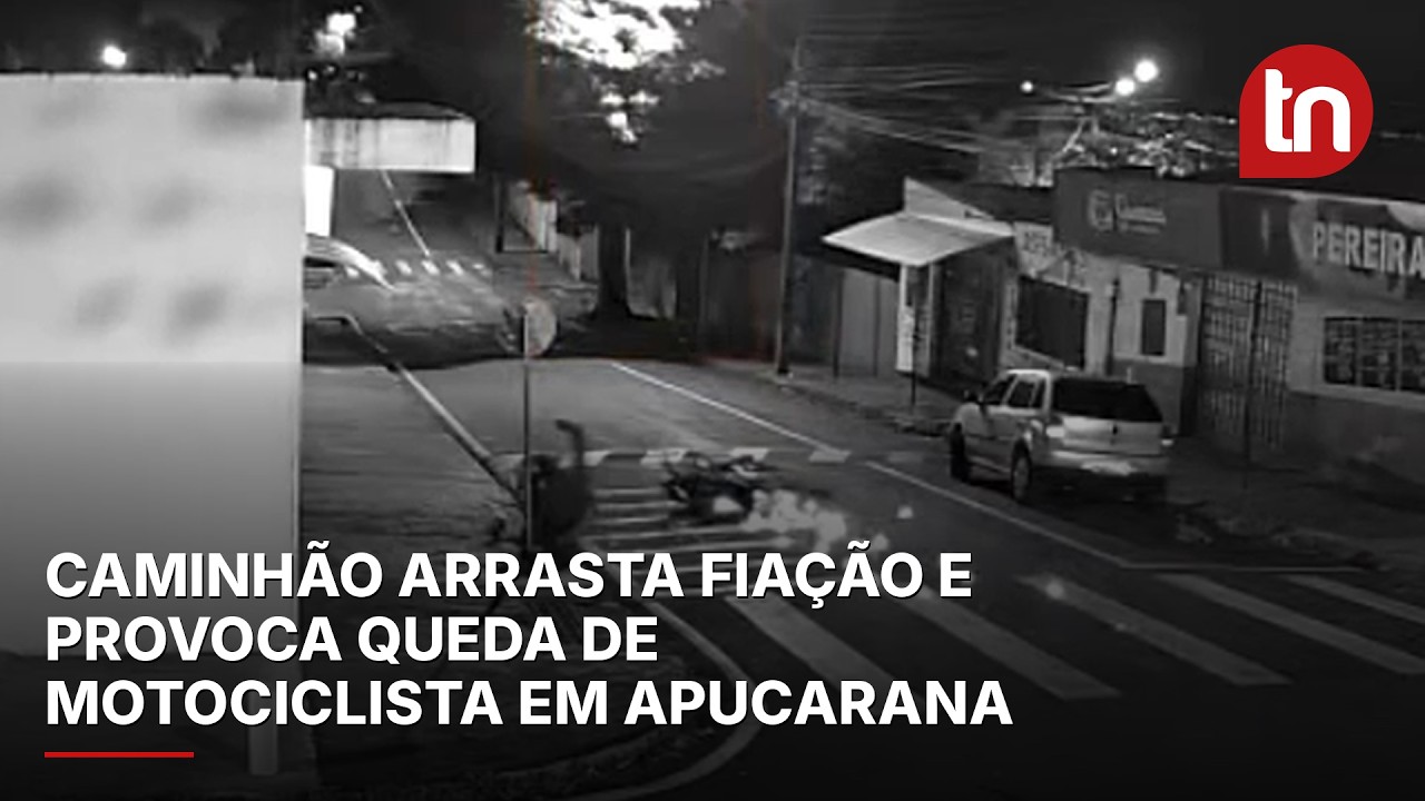 Caminhão arrasta fiação e provoca queda de motociclista em Apucarana