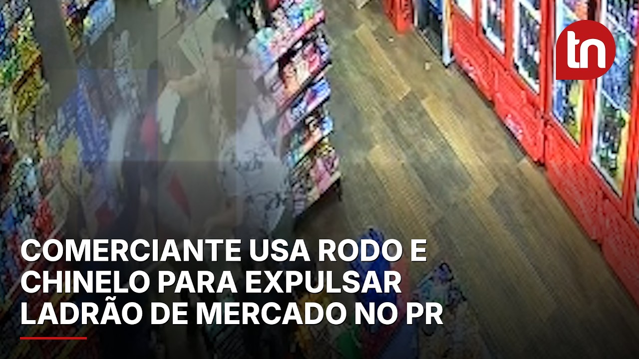 Comerciante usa rodo e chinelo para expulsar ladrão de mercado no PR