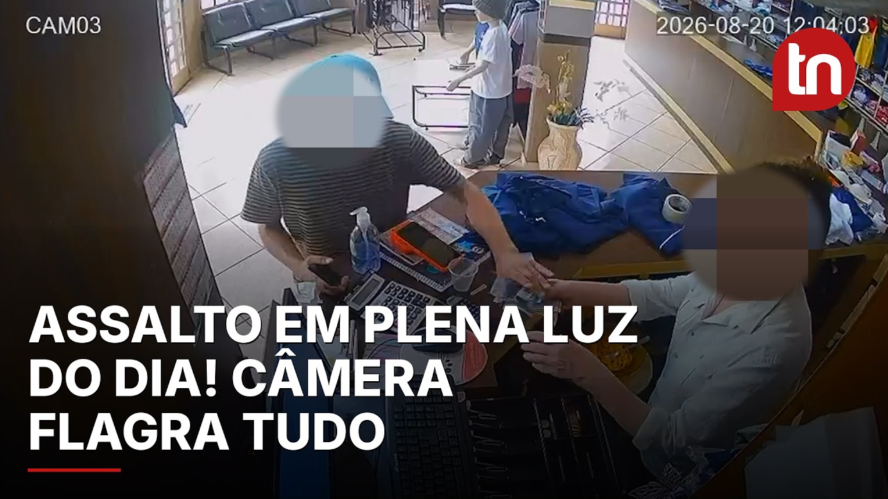 Câmera registra assalto em plena luz do dia em comércio de Apucarana