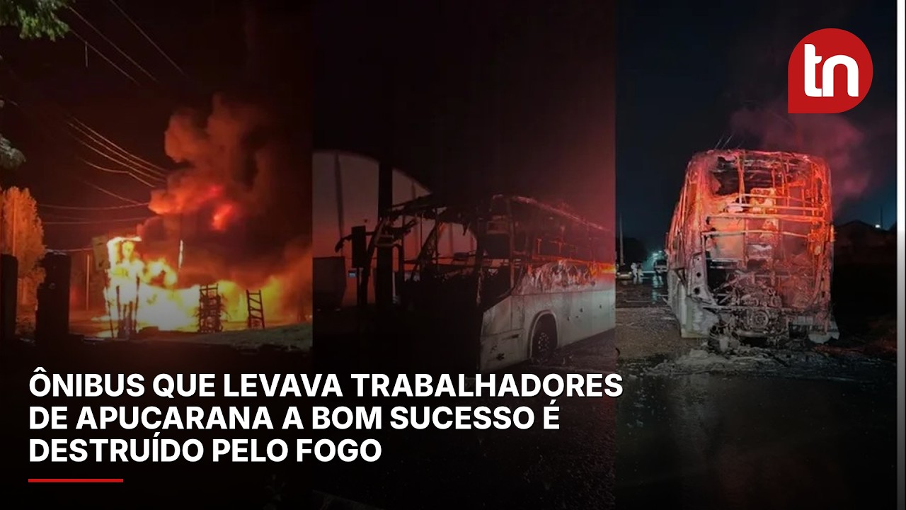 Ônibus que levava trabalhadores de Apucarana a Bom Sucesso é destruído pelo fogo