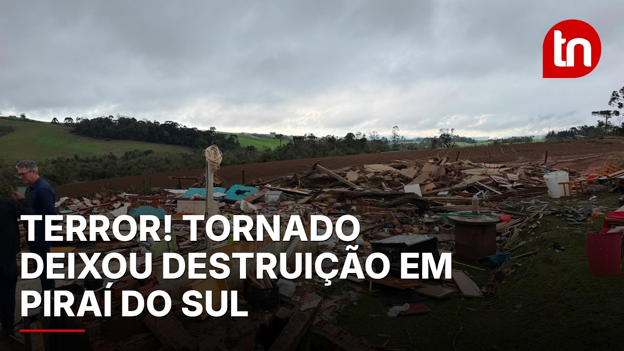 Vídeos mostram tornado em Piraí do Sul (PR) e destruição após fenômeno