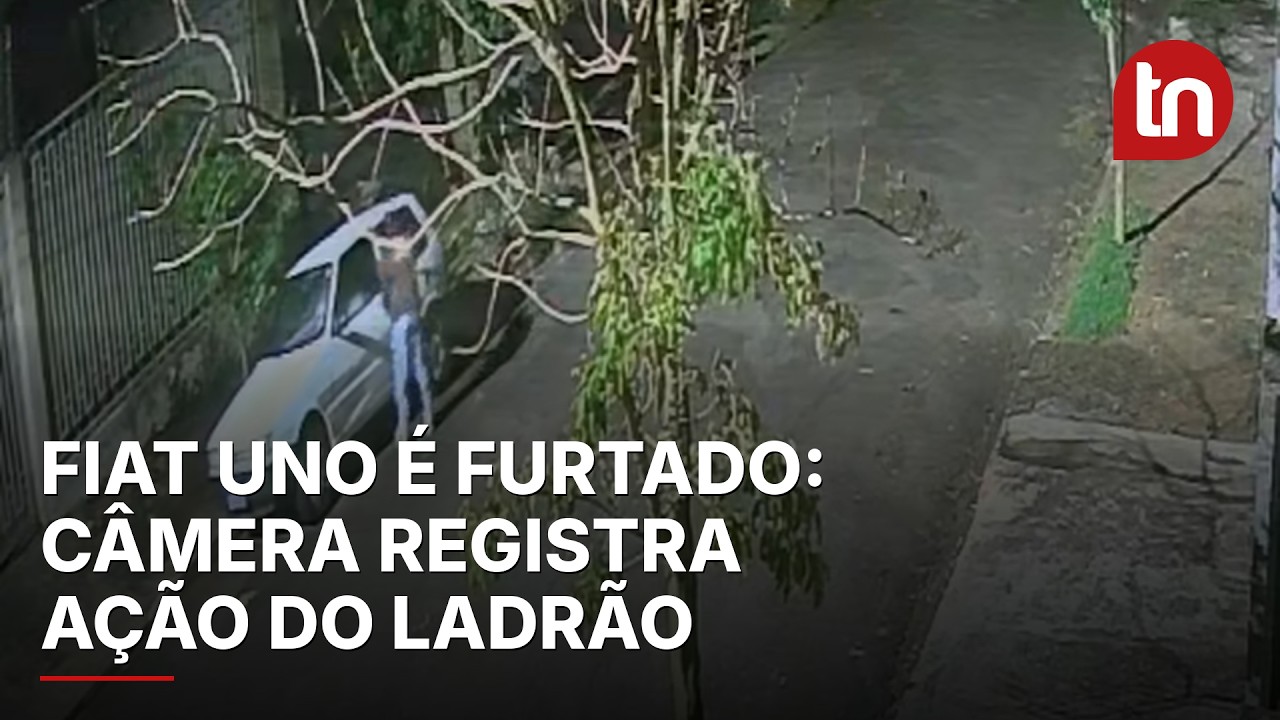 Câmera de segurança flagra furto de Fiat Uno durante a madrugada em Apucarana