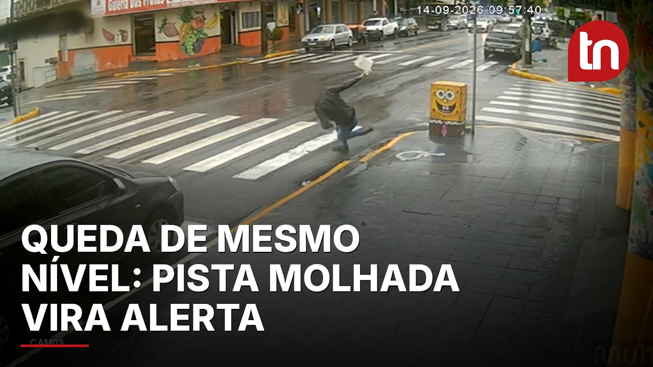 Câmera flagra queda de pedestres e alertam para riscos em Apucarana