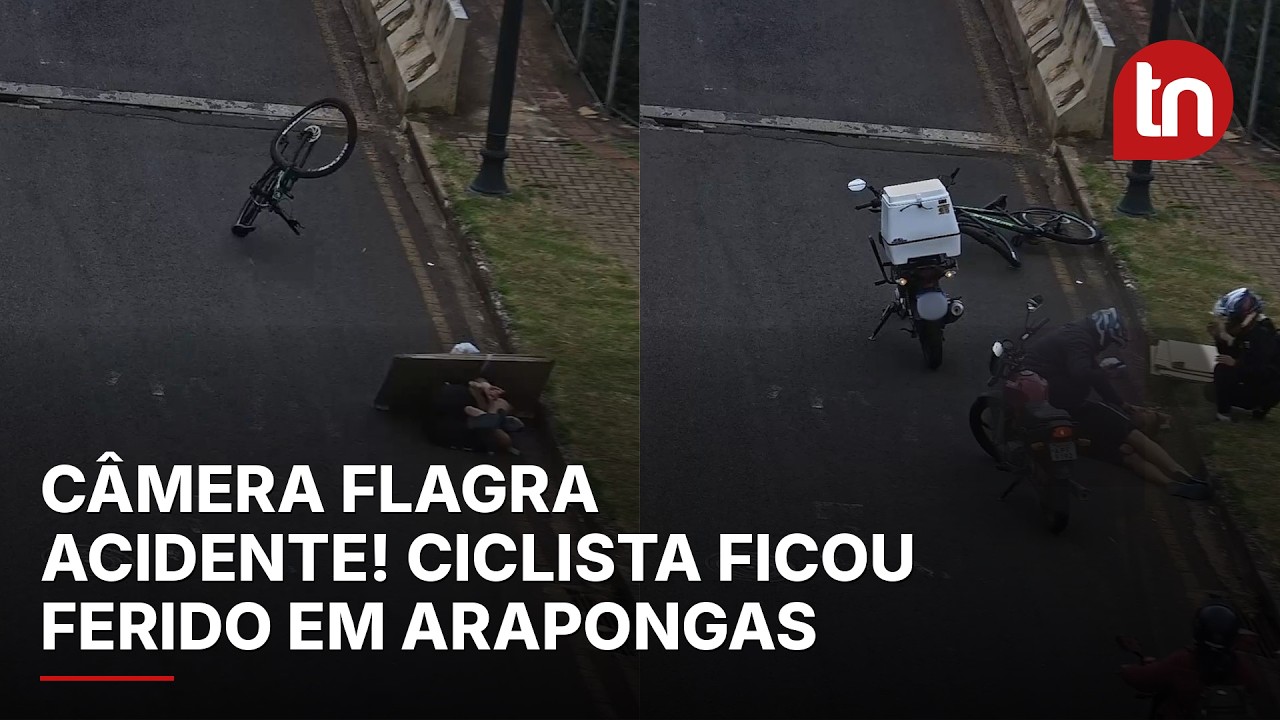 Câmera flagra momento de acidente que deixou ciclista ferido em Arapongas