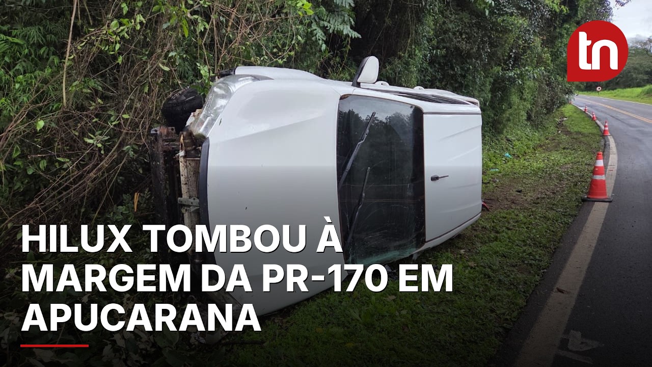 Hilux com placas de Arapongas é encontrada tombada às margens da PR-170