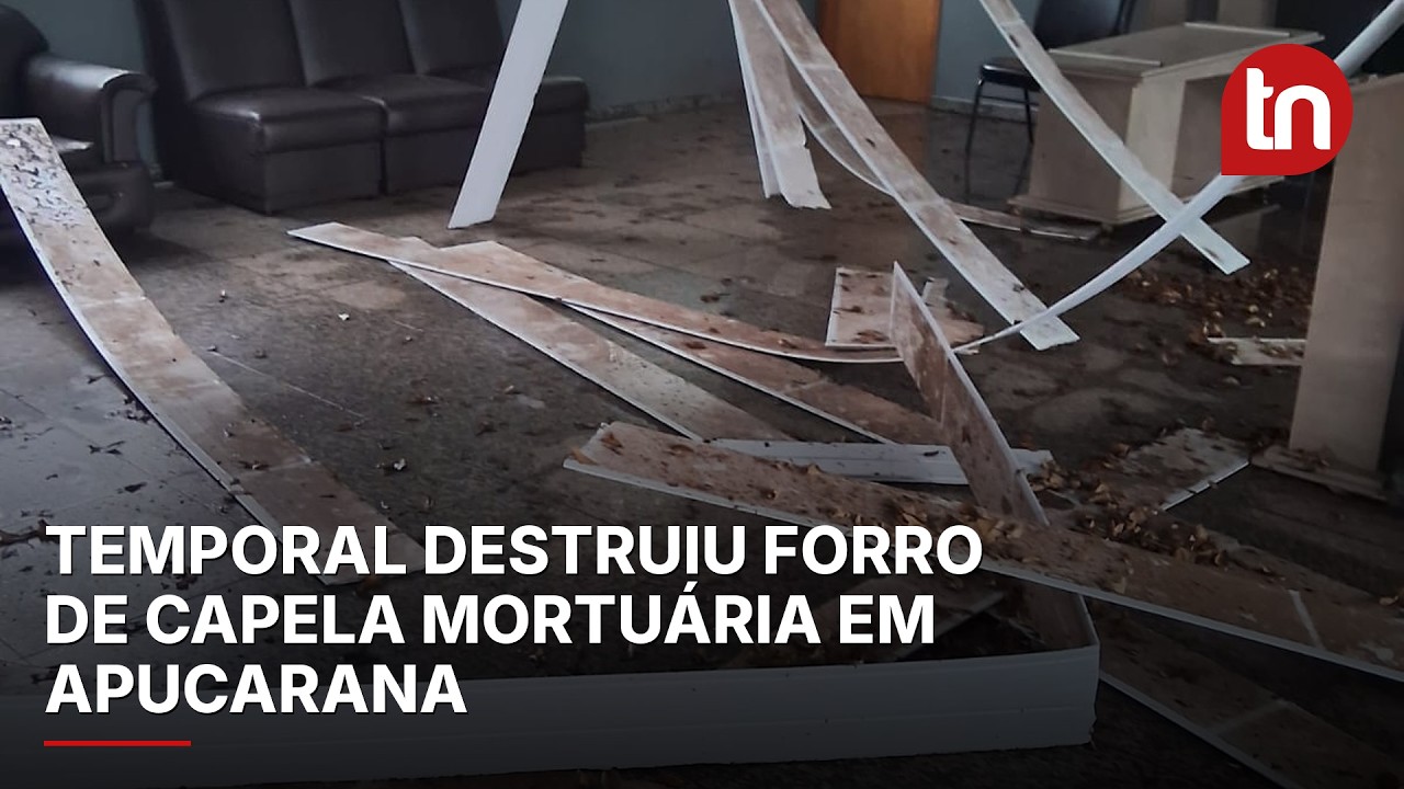 Temporal destrói forro de capela mortuária em Apucarana