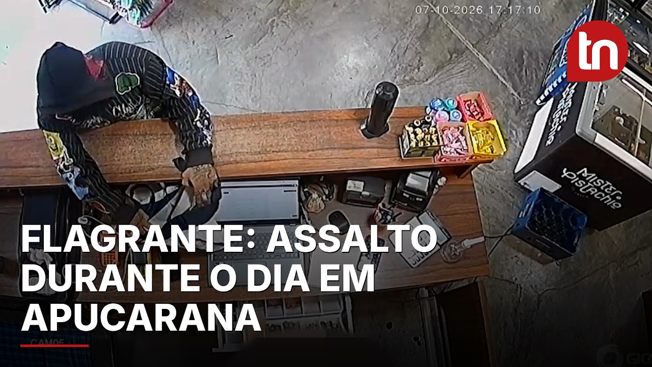 Câmeras flagram assalto a tabacaria no centro de Apucarana