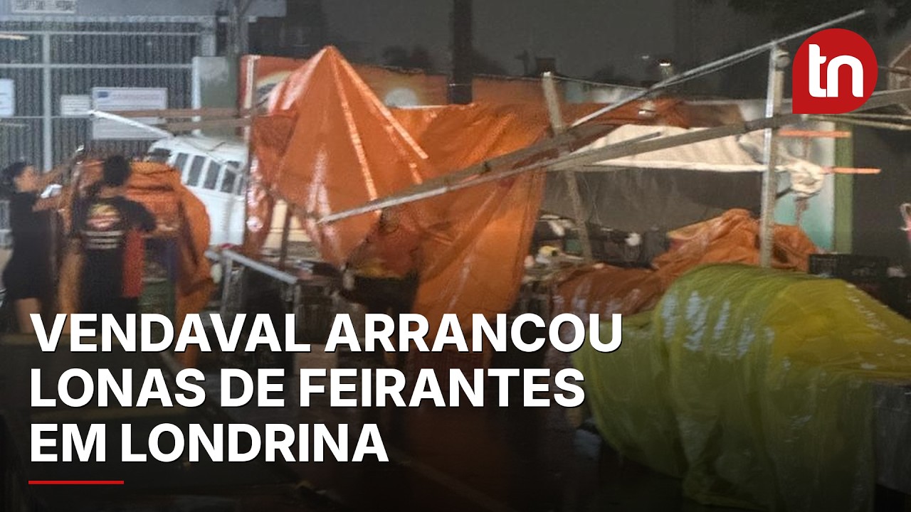 Vendaval arranca lonas de barracas e causa estragos em Londrina