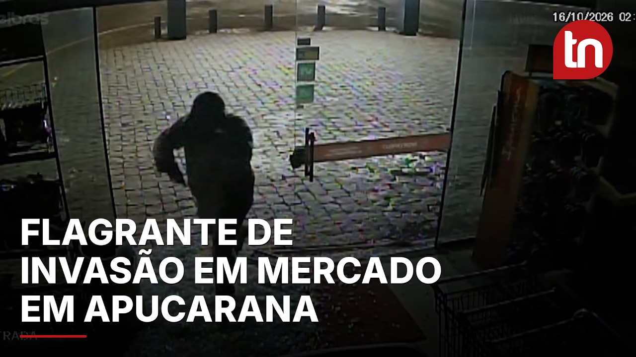 Câmeras flagram dupla arrombando e invadindo mercado em Apucarana