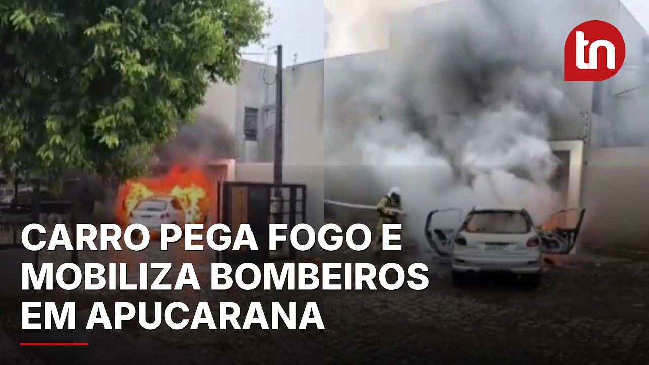 Carro pega fogo em pátio de empresa e mobiliza Bombeiros em Apucarana