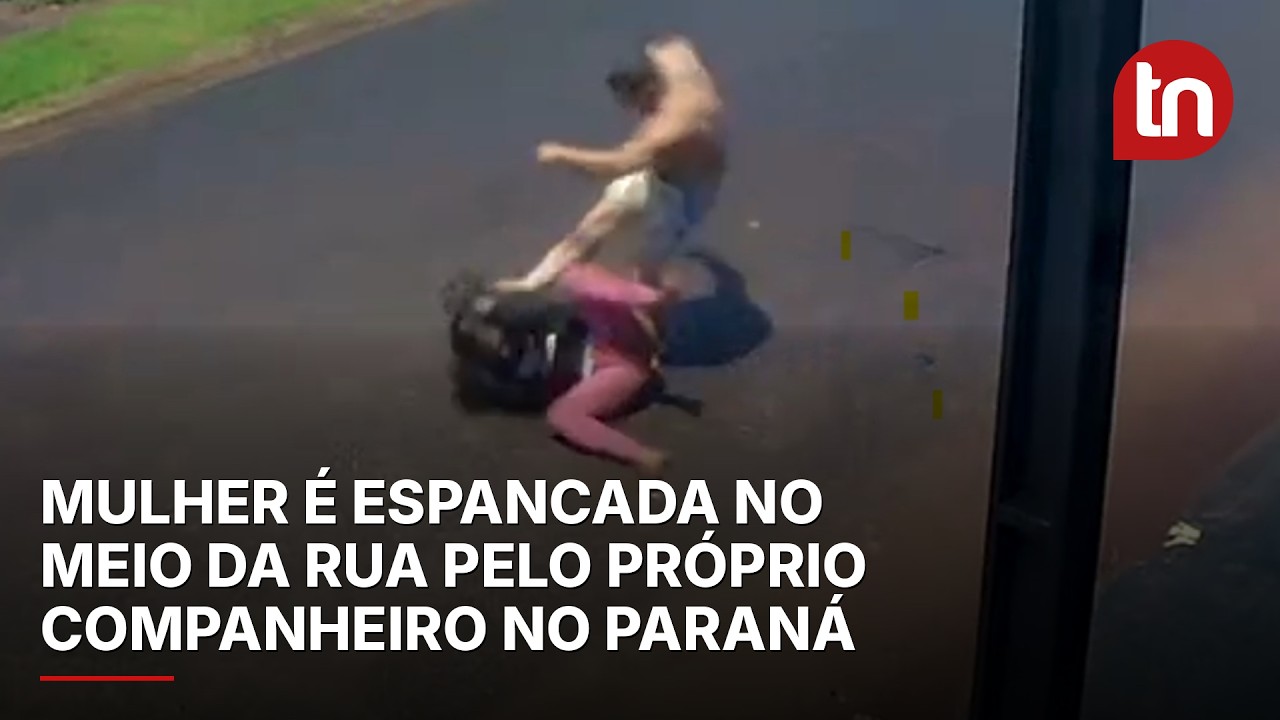 Mulher é espancada no meio da rua pelo próprio companheiro no Paraná