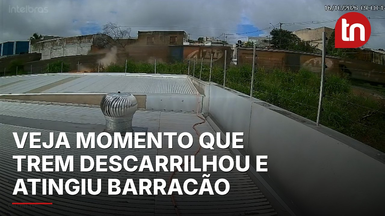 Vídeo mostra momento em que vagão de trem tomba e atinge barracão em Apucarana