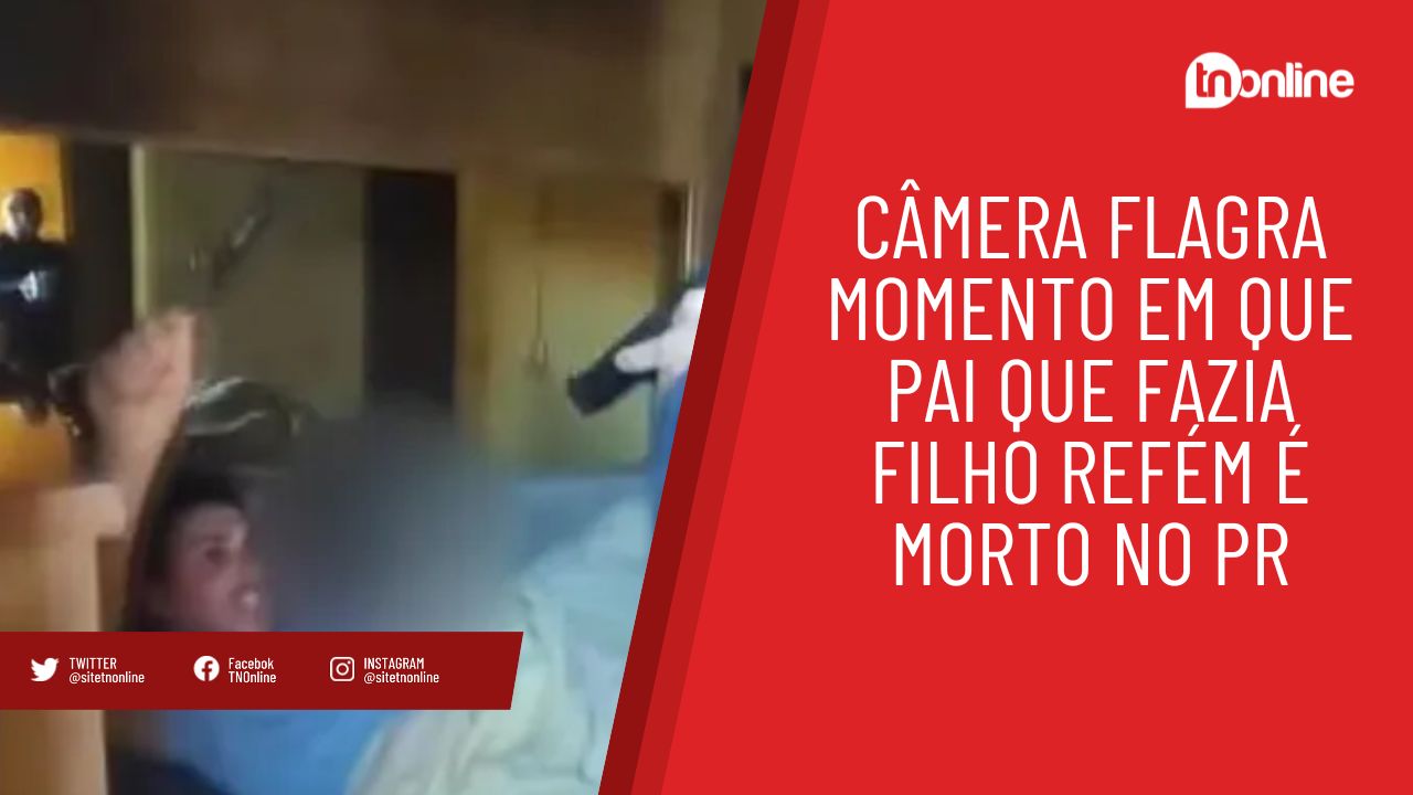 Câmera flagra momento em que pai que fazia filho refém é morto no PR