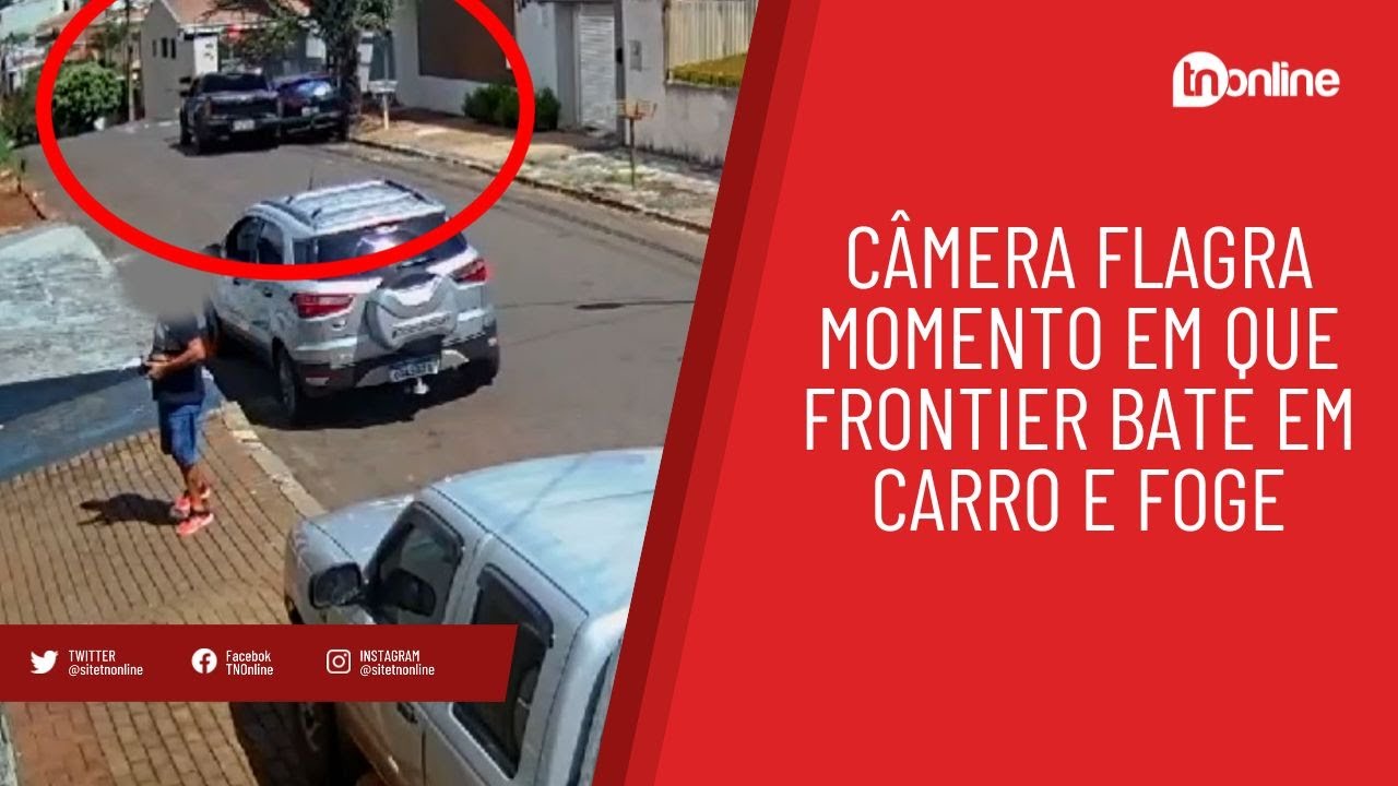 Câmera flagra momento em que Frontier bate em carro e foge