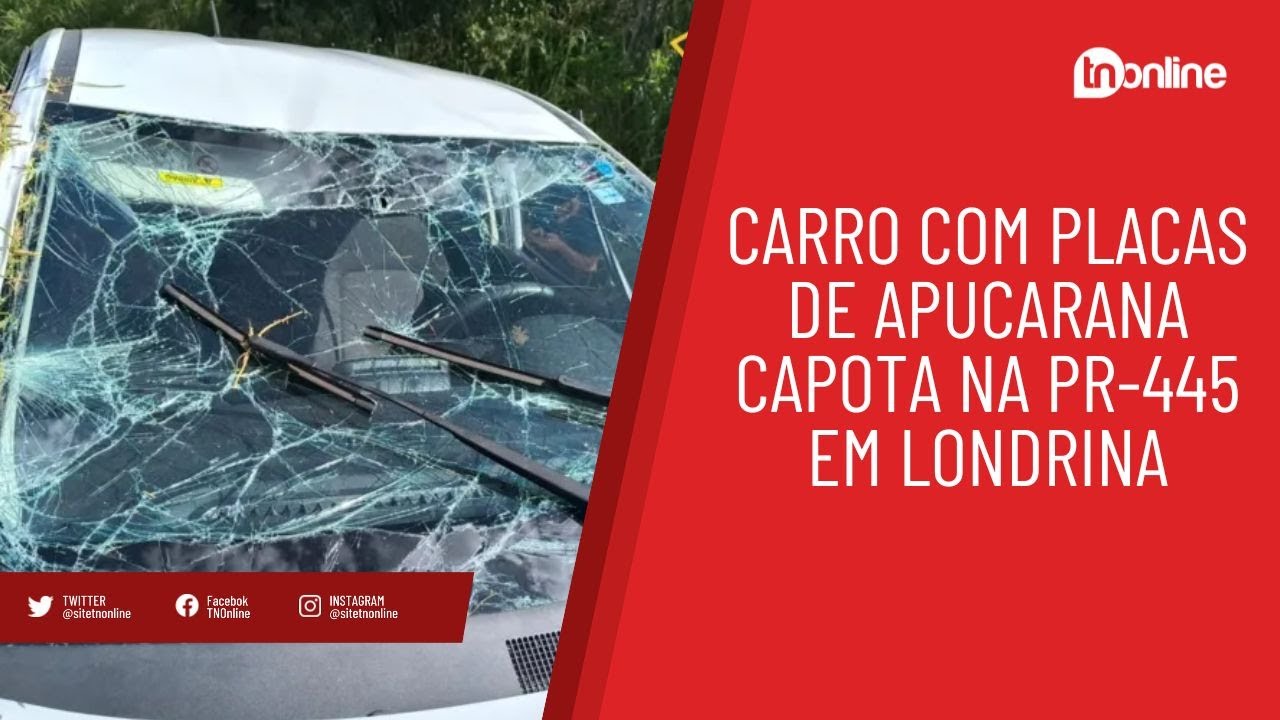 Carro com placas de Apucarana capota na PR-445 em Londrina