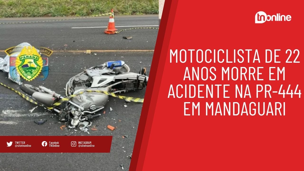 Motociclista de 22 anos morre em acidente na PR-444 em Mandaguari