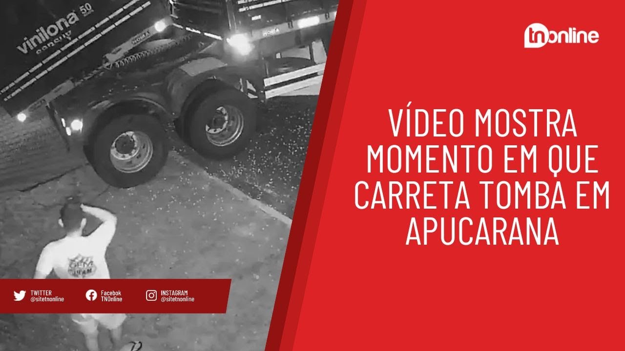 Vídeo mostra momento em que carreta tomba em Apucarana