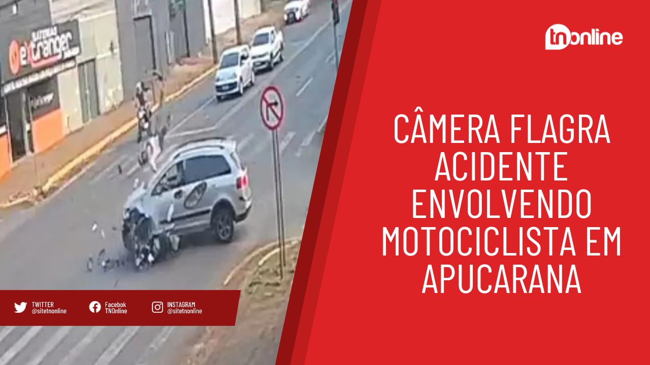 Câmera flagra acidente envolvendo motociclista em Apucarana