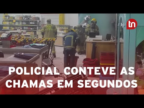 PM age rápido e combate incêndio em supermercado de Apucarana