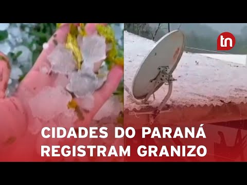 Chuva de granizo atinge cidade do Paraná e transforma paisagem