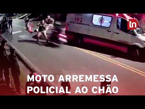 Homem atropela policial militar com moto roubada e foge