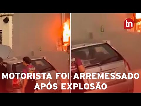 Motorista tenta fazer 'chupeta' de carro em poste e provoca explosão