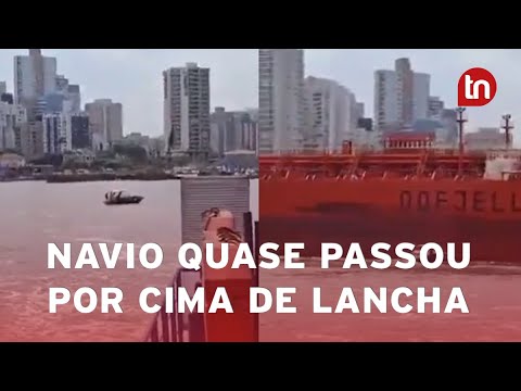 Susto! Tripulantes pulam de lancha para evitar colisão com navio