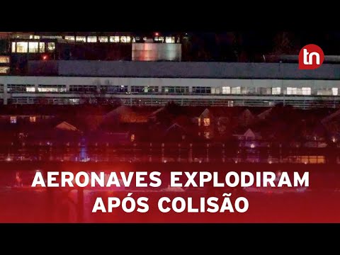 Veja momento em que helicóptero militar e avião se acidentam nos EUA