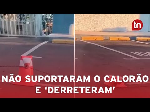 Calor extremo faz cones de trânsito 'derreterem'