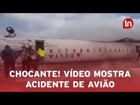Veja momento em que avião capota e explode ao pousar em Toronto