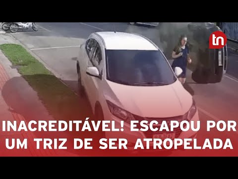 Mulher 'nasce de novo' ao escapar por um triz de atropelamento