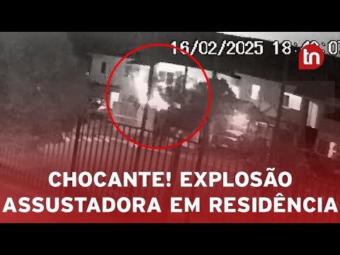 Veja momento em que botijão de gás explode e deixa moradora ferida