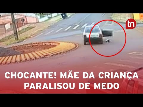 Veja momento em que criança cai de carro em movimento no Paraná