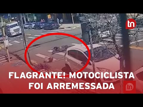 Vídeo mostra acidente que deixou motociclista ferida em Apucarana