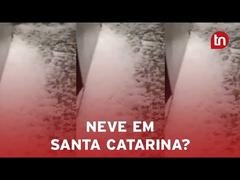 Chuva de granizo deixa camada de "neve" em rua de Santa Catarina