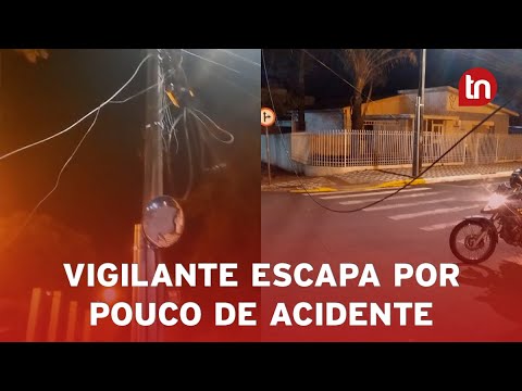 Vigilante escapa por pouco de acidente após furto de fios no centro