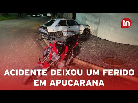 Acidente entre carro e moto deixa um ferido em Apucarana