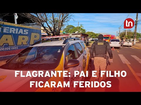 Câmera flagra acidente que deixou pai e filho feridos